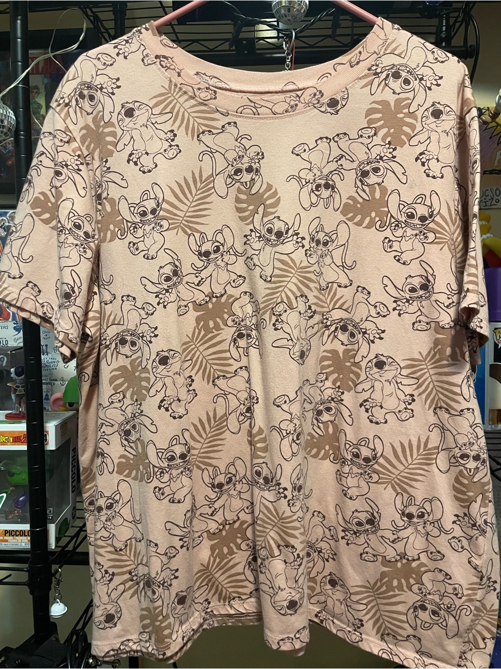 Disney Pink Cream Tee with Black Stitch Logo
